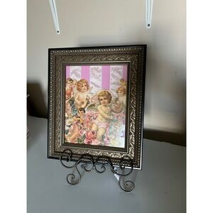 Victorian Style Gold Ornate Picture Frame Cherub Art Pink Shabby Chic 11x13